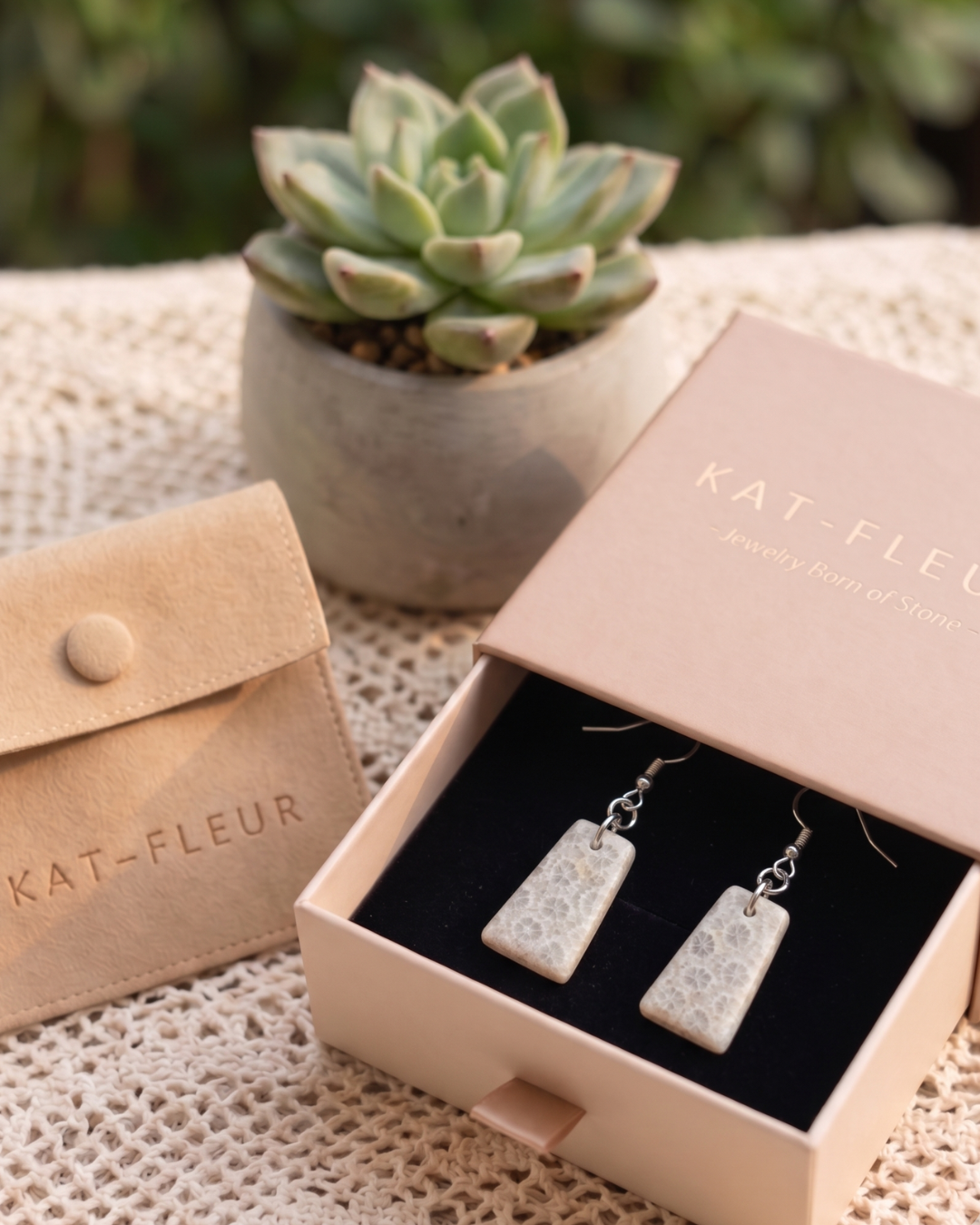 Cascade Drop Earrings in Coral Fossil